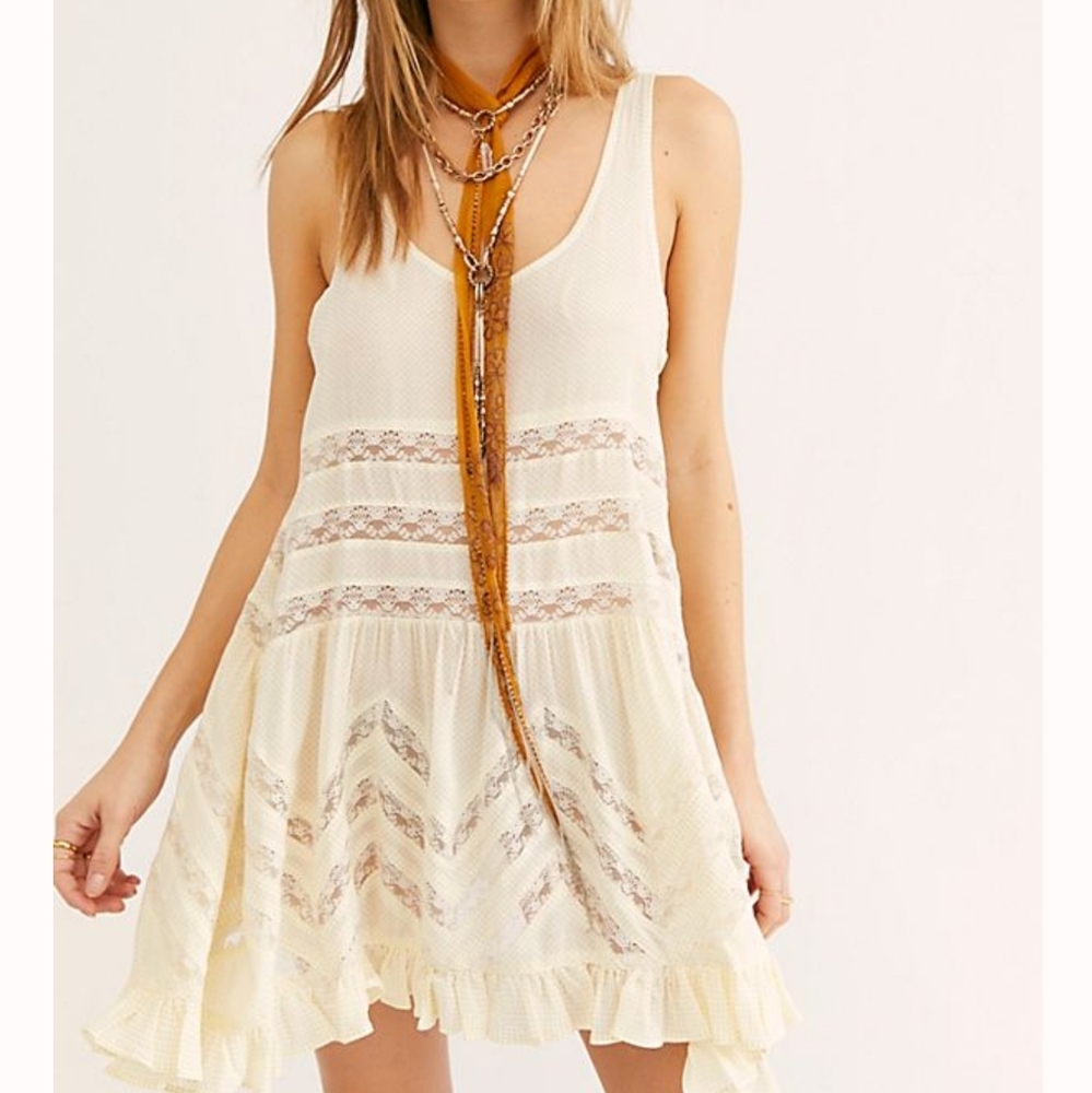 Free People Voile and Trapeze slip dress XS Beige